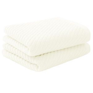 Hand Towels 100% Ribbed Cotton 2 Pcs Face Towels Pearl White